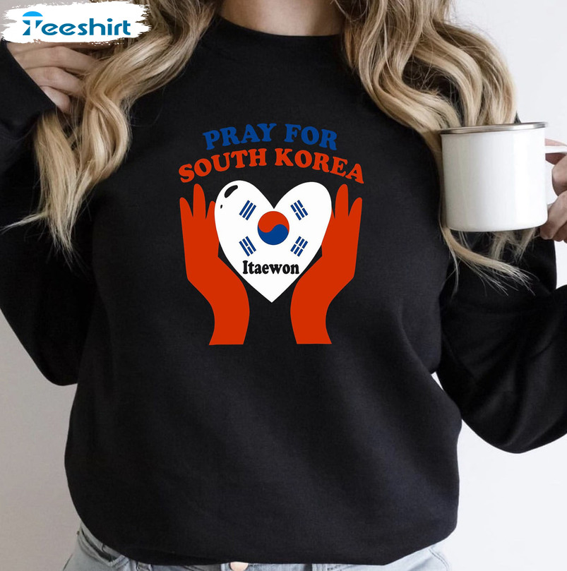 Pray For Southkorea Shirt - Itaewon Seoul Halloween Unisex Hoodie Long Sleeve