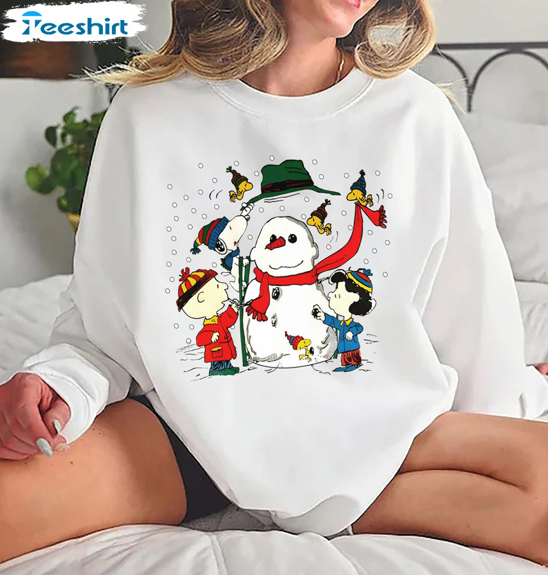 Charlie Brown Snowman Shirt - Snoopy Dog Christmas Unisex T-shirt Sweater