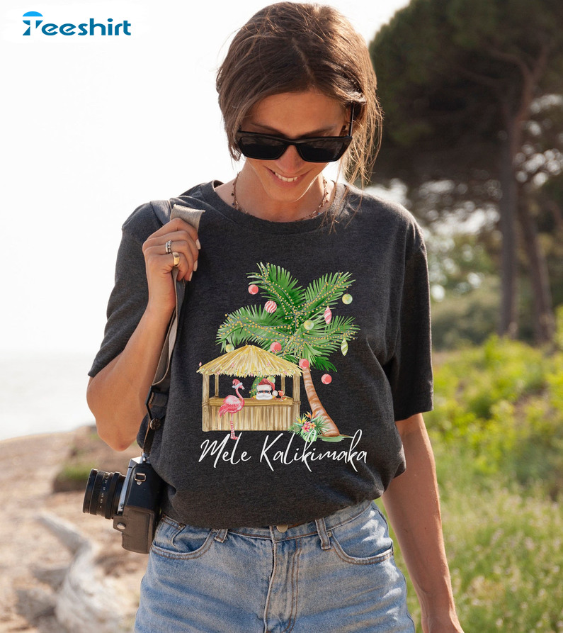 Mele Kalikimaka Beach Christmas Shirt - Hawaiian Christmas Tropical Unisex T-shirt Long Sleeve