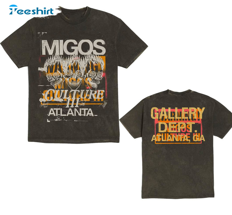 Migos Gallery Dept Culture 3 Sweatshirt - Three Skulls Takeoff Unisex T-shirt Crewneck