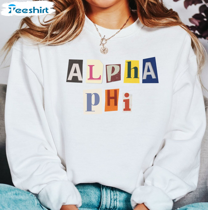 Alpha Phi Scrapbook Sweatshirt - Sorority Top Big Little Unisex T-shirt Short Sleeve