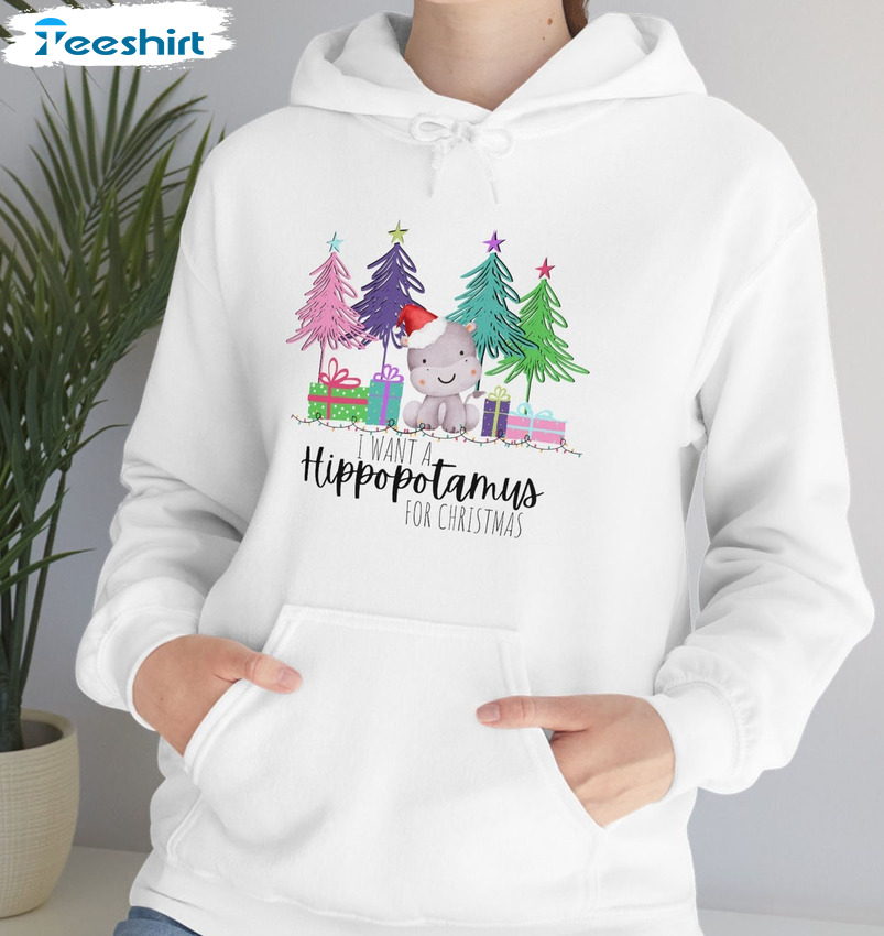 I Want A Hippopotamus For Christmas Shirt - I Want A Hippo For Christmas Long Sleeve Sweater