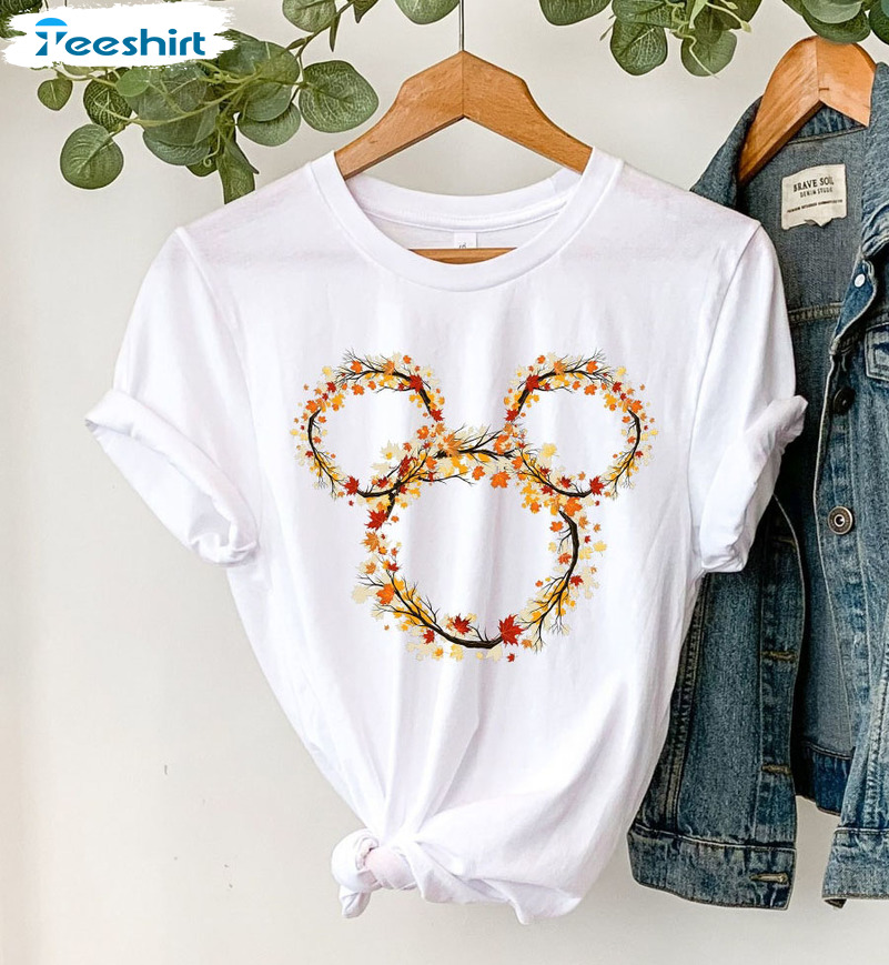 Disney Mickey Floral Fall Shirt - Thanksgiving Unisex T-shirt Short Sleeve