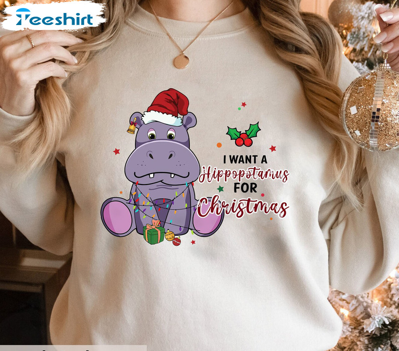 I Want A Hippopotamus For Christmas Sweatshirt - Christmas Lovers Unisex Hoodie Crewneck