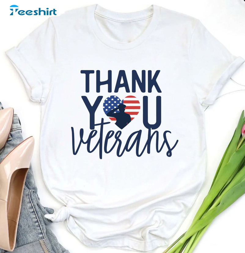 Thank You Veterans Shirt - American Flag Short Sleeve Unisex T-shirt