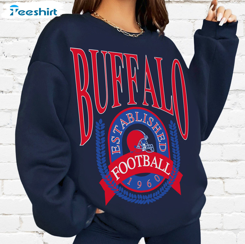 Buffalo Football Established 1960 Shirt - Buffalo Bills Vintage Sweatshirt Short Sleeve