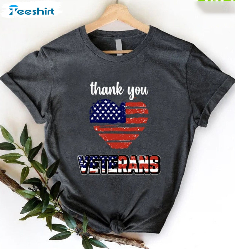 Thank You Veterans Shirt - Veterans Day American Flag Sweatshirt Long Sleeve