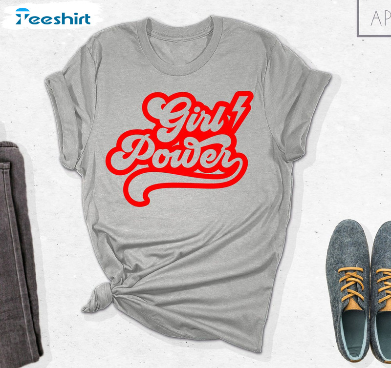 Girl Power Feminist Sweatshirt Short Sleeve Vintage Style