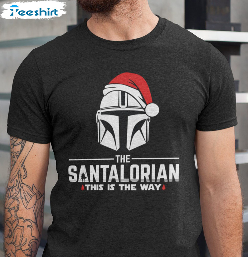 The Santalorian This Is The Way Shirt - Mandalorian Christmas Short Sleeve Sweater