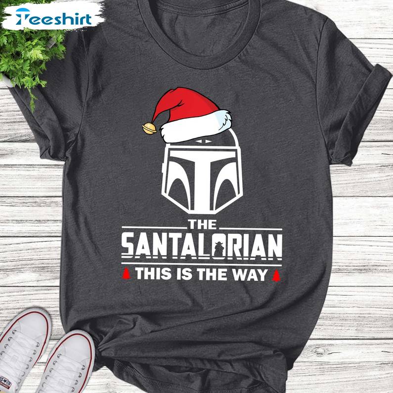 The Santalorian This Is The Way Shirt - Mandalorian Christmas Disney Short Sleeve Tee Tops