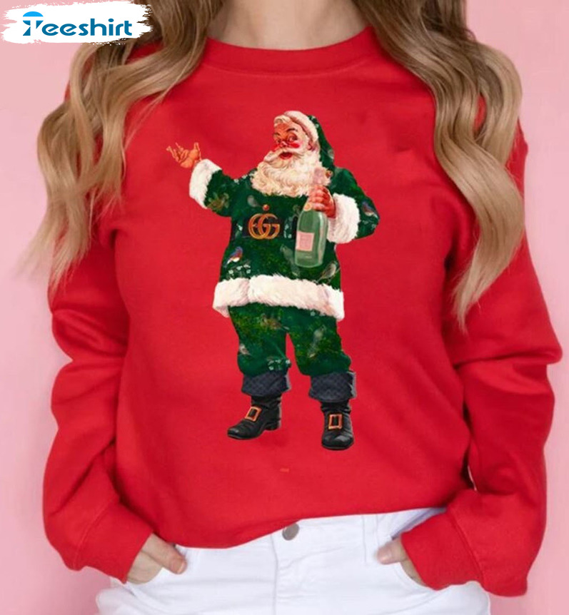 Santa Champagne Shirt - Christmas Trendy Sweatshirt Crewneck