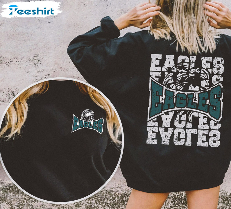 Eagles Football Shirt - Eagle Mascot Long Sleeve Unisex Hoodie