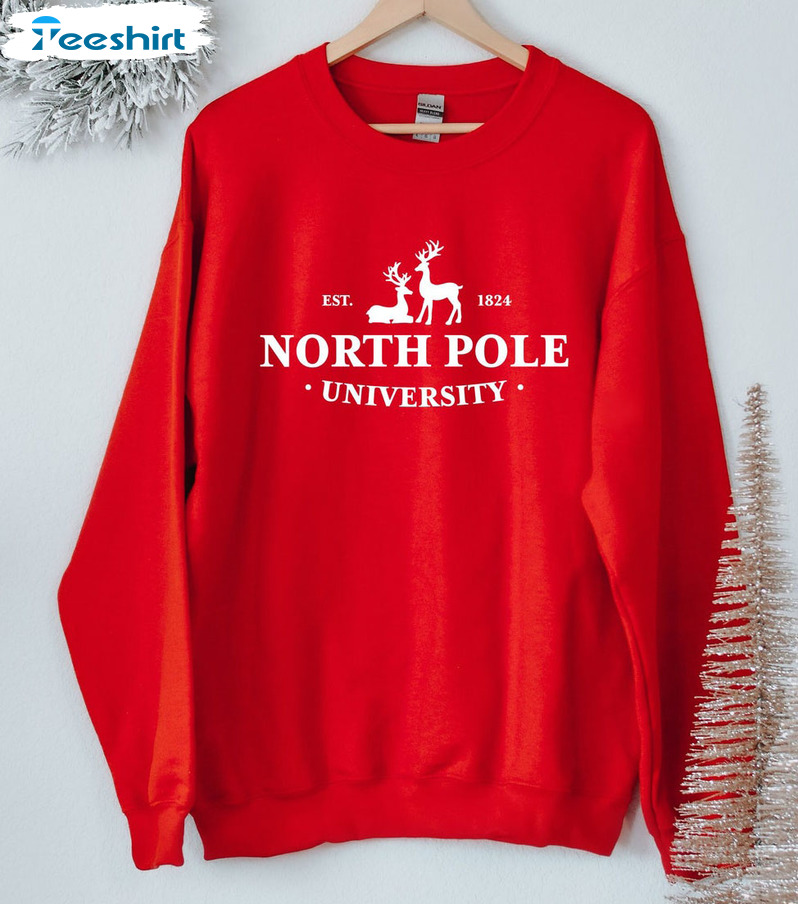 North Pole Univeristy Sweatshirt - North Pole Hot Chocolate Christmas Unisex Hoodie Sweater