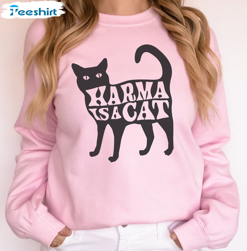 Karma Is A Cat Sweatshirt - Taylor Swift Midnights Unisex T-shirt Long Sleeve