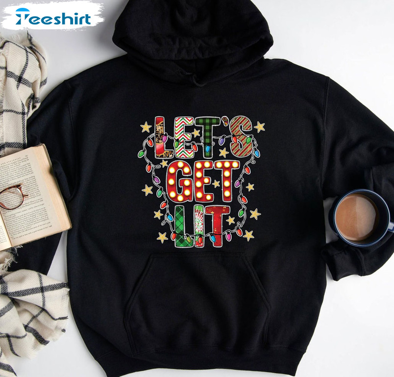 Let's Get Lit Hanukkah Shirt - Christmas Sweatshirt Short Sleeve