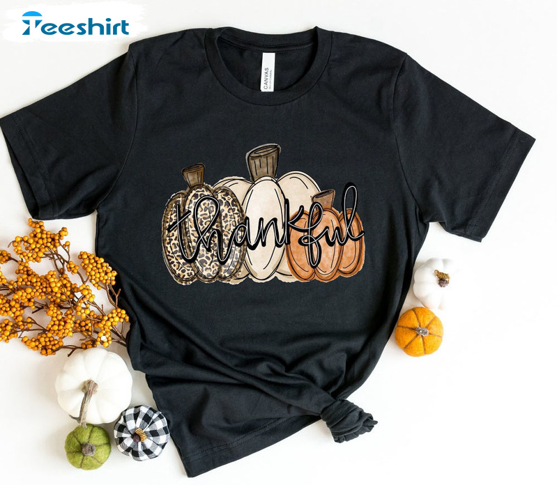 Thankful Shirt Leopard Pumpkin, Thankful Tee Thanksgiving Shirt