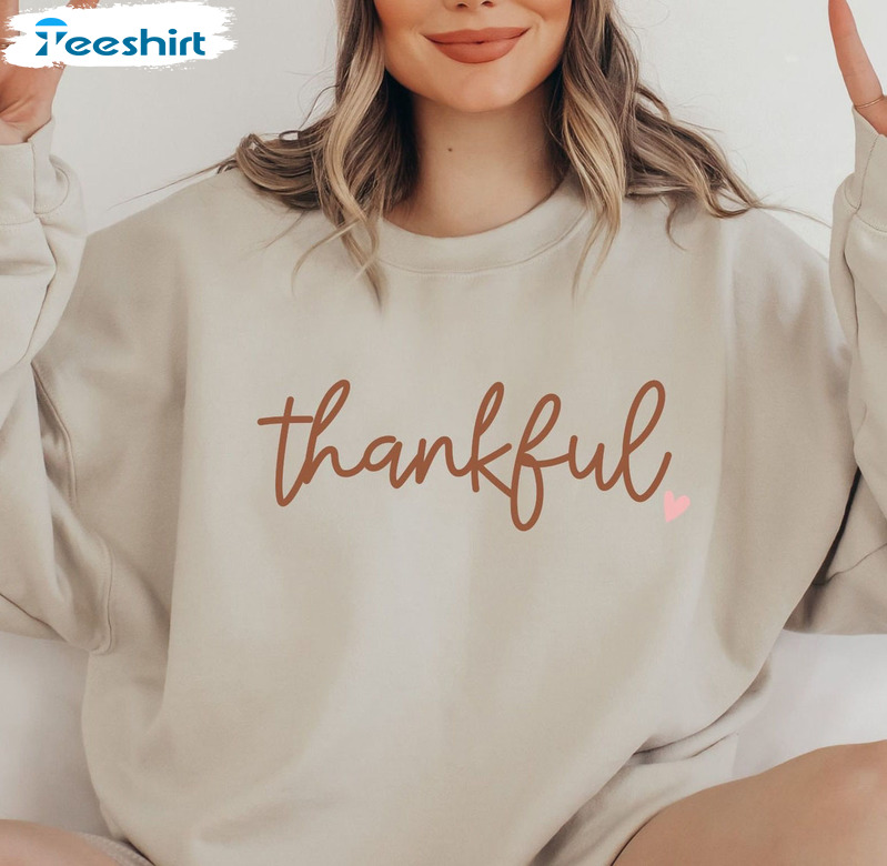 Thankful Sweatshirt Thanksgiving, Simple Thankful Mom Sweater Fall Crewneck Fall