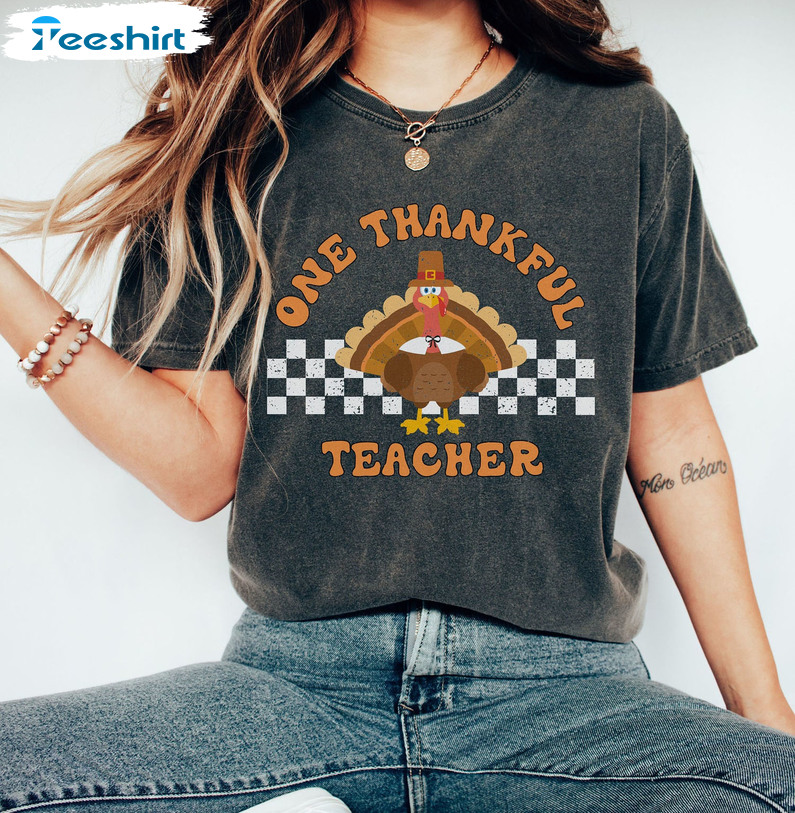 One Thankful Teacher Turkey Shirt, Sweatshirt, Hoodie, Long Sleeve