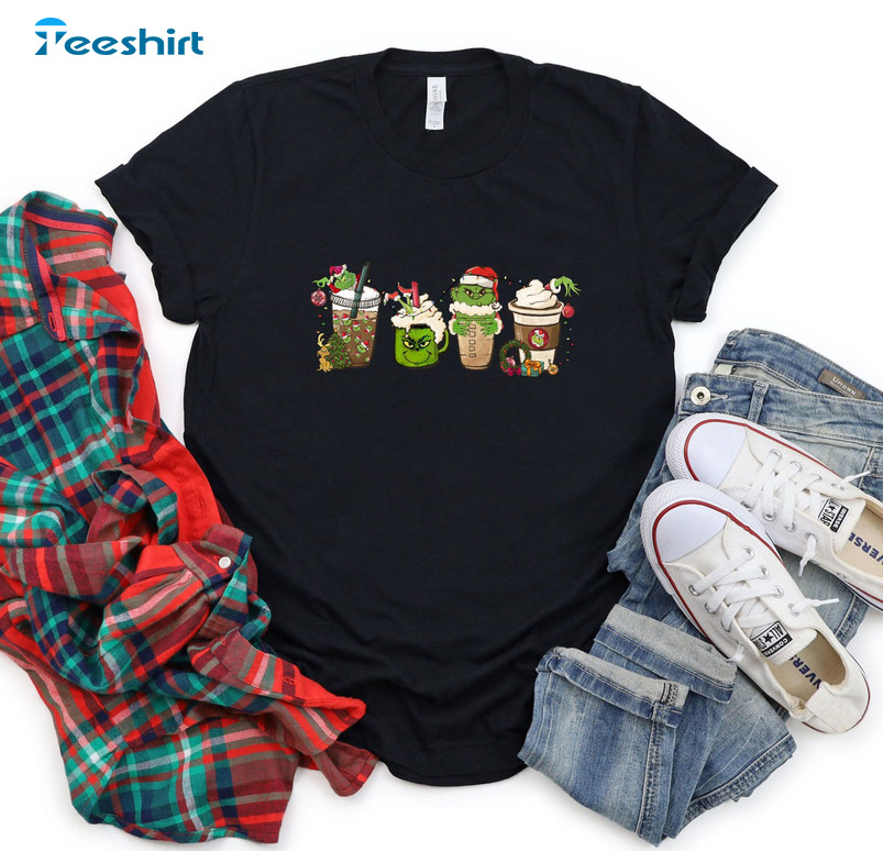 Grinch Coffee Christmas Shirt - Christmas Lovers Sweatshirt Short Sleeve