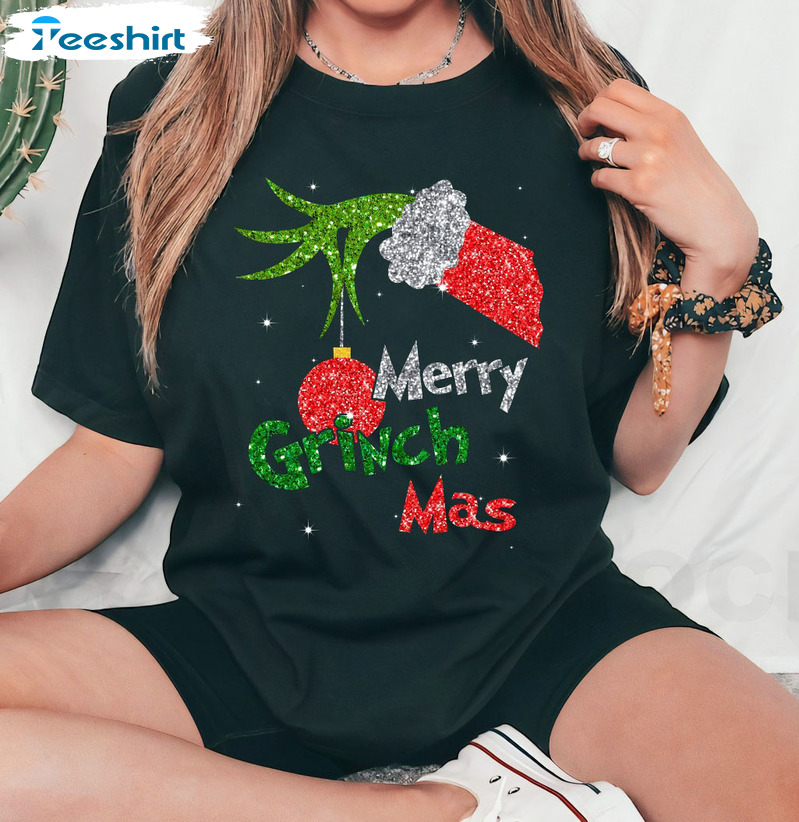 Merry Grinchmas Shirt - Santa's Hat Grinch Xmas 2022 Unisex Hoodie Tee Tops