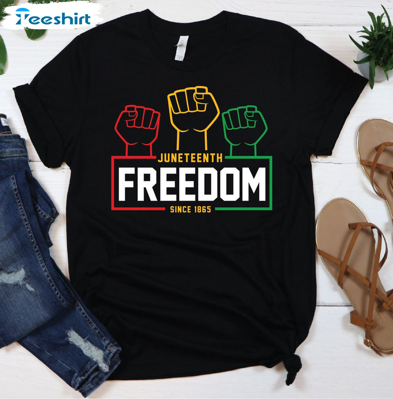 Juneteenth Freedom Since 1865 Shirt - Black History African American Short Sleeve Sweater