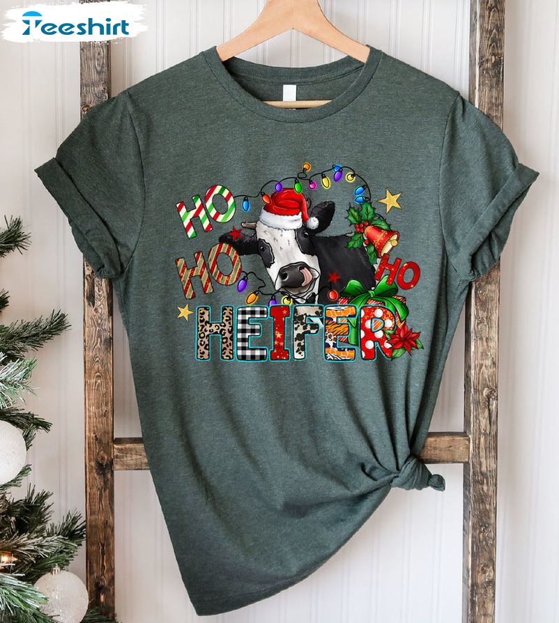 Ho Ho Heifer Shirt - Christmas Cow Sweatshirt Long Sleeve