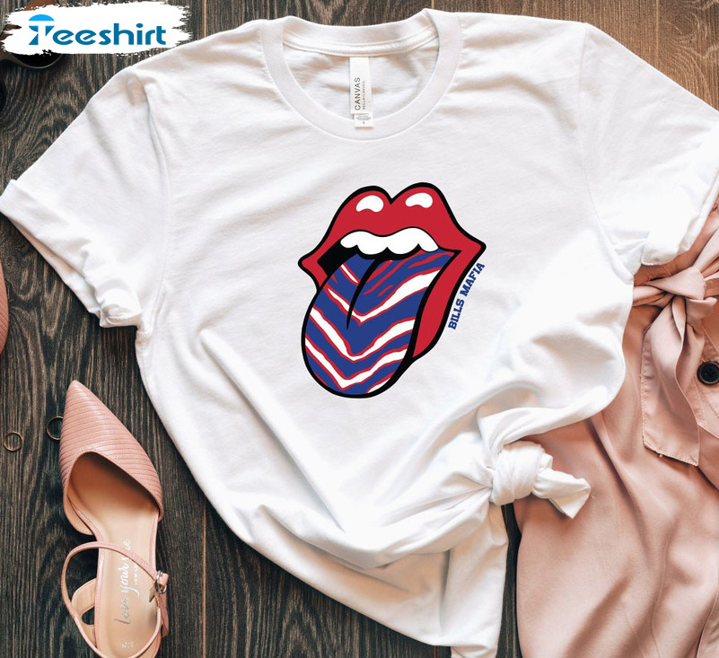 Bills Mafia Shirt - Rolling Stones Buffalo Bills Football Short Sleeve Unisex T-shirt