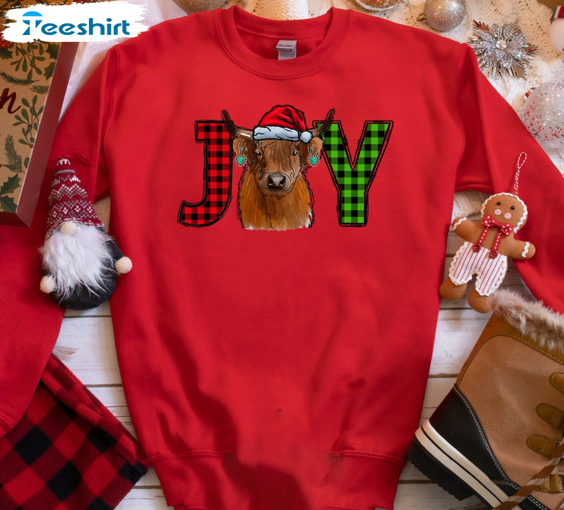 Christmas Cow Shirt - Joy Buffalo Sweatshirt Hoodie