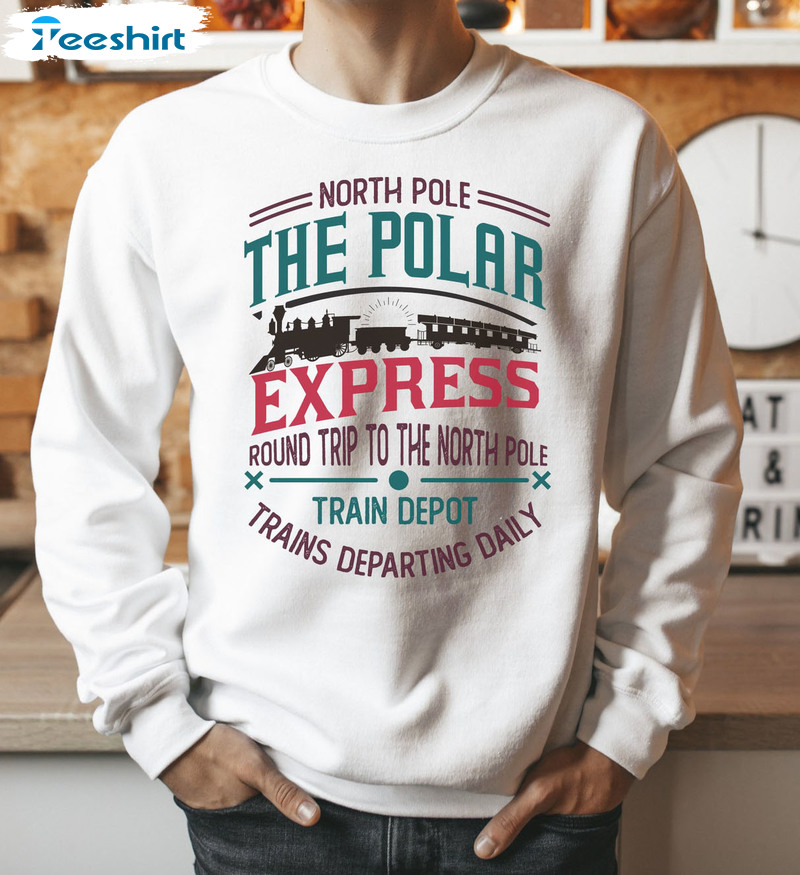 Retro Round Trip To The North Pole The Polar Express Christmas Sweatshirt, Hoodie, Long Sleeve