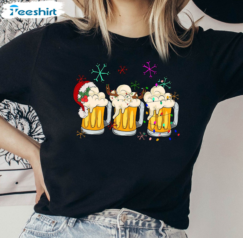 Christmas Beer Shirt - Beer Time Dad Crewneck Sweatshirt