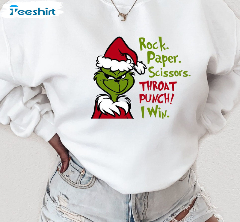 Grinch Rock Paper Scissors Throat Punch I Win Christmas Shirt 9teeshirt