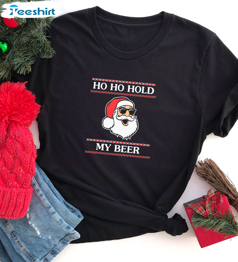 Ho Ho Hold My Beer Shirt - Beer Lover Christmas Sweatshirt Unisex Hoodie