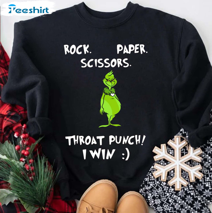 Grinch Rock Paper Scissors Throat Punch I Win Christmas Shirt 9teeshirt