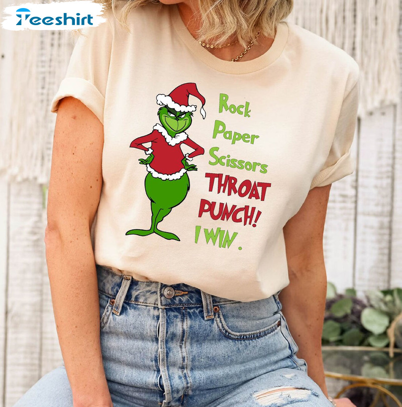 Grinch Rock Paper Scissors Throat Punch I Win Christmas Shirt 9teeshirt