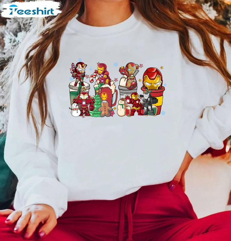 Iron Man Christmas Shirt - Coffee Christmas Avenger Long Sleeve Tee Tops