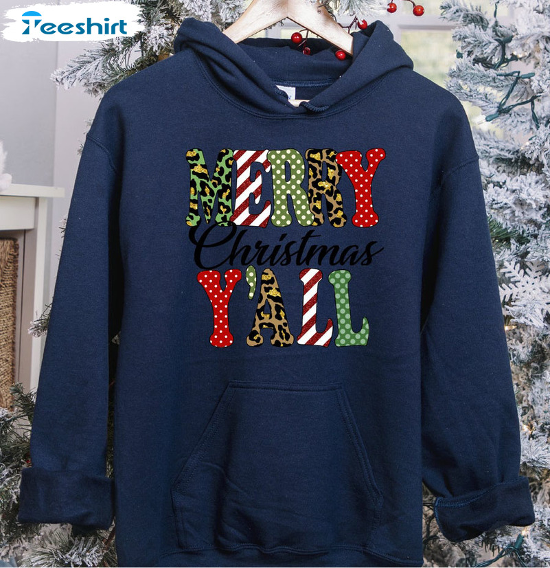 Merry Christmas Y'all Shirt - Funny Christmas Sweatshirt Tee Tops