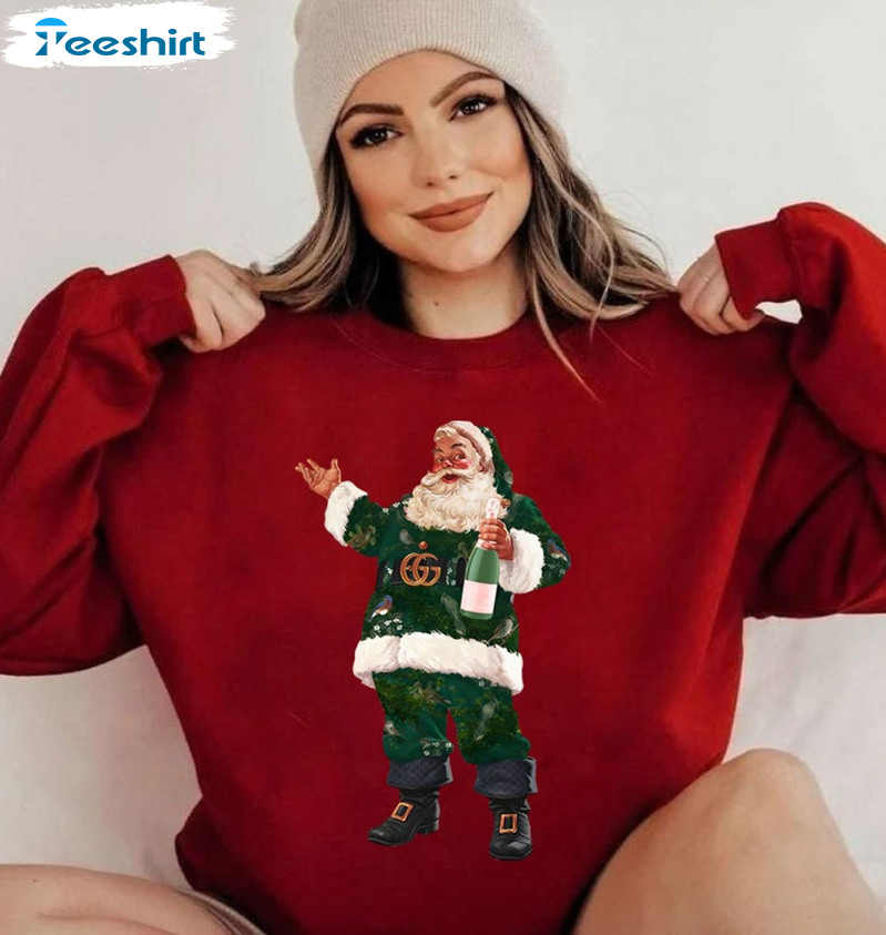 Santa Sweatshirt - Santa Champagne Short Sleeve Unisex T-shirt