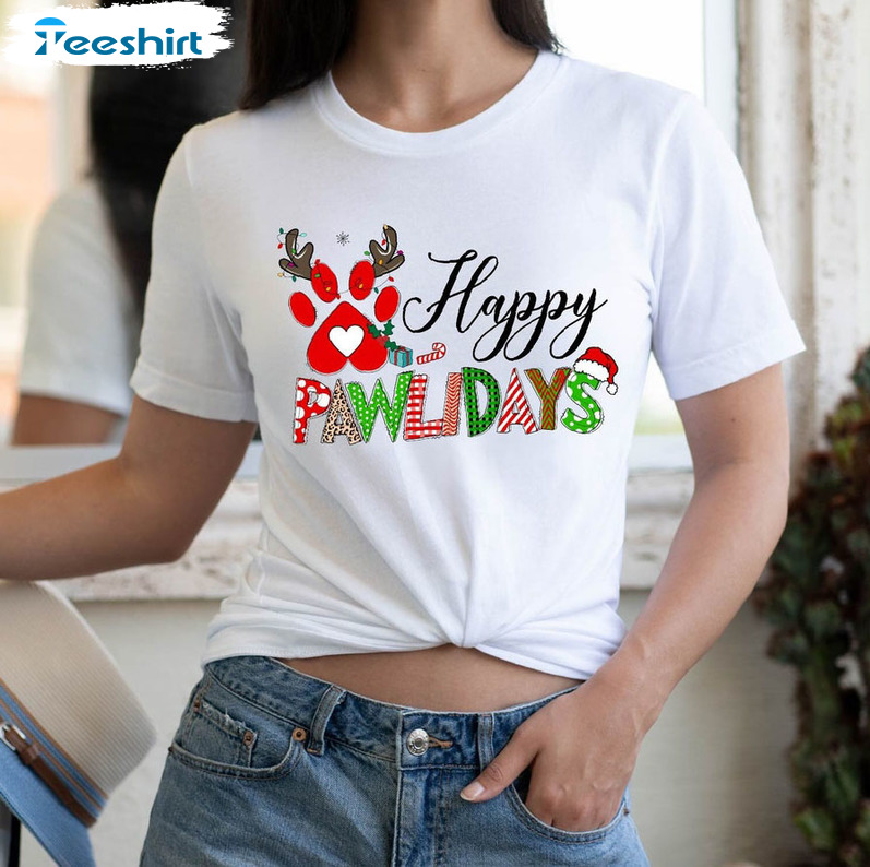 Happy Pawlidays Shirt - Christmas Dog Unisex T-shirt Long Sleeve