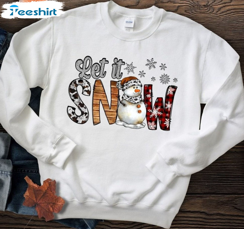 Let It Snow Shirt - Christmas Snowman Short Sleeve Unisex Hoodie