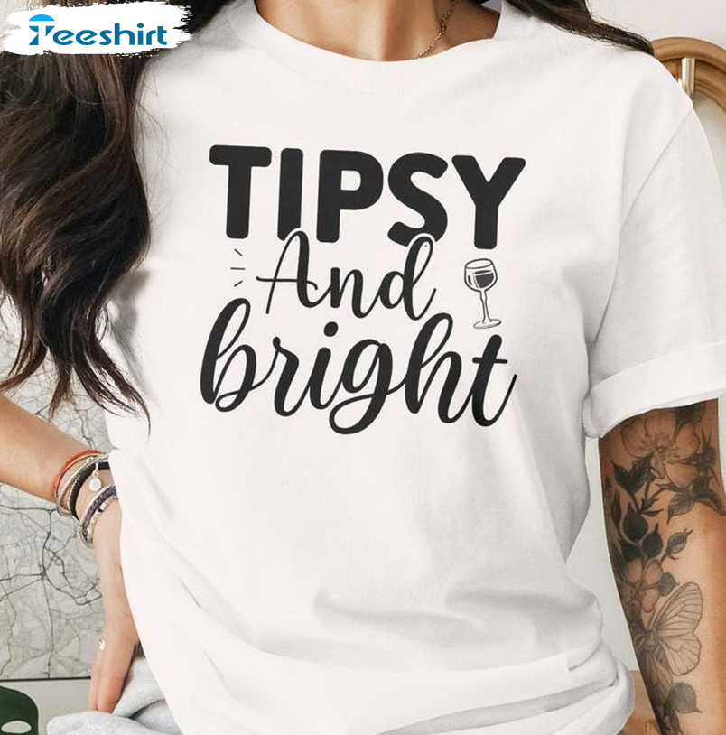 Tipsy And Bright Shirt - Christmas Long Sleeve Unisex Hoodie