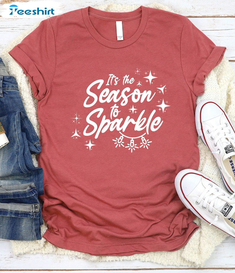 Tis The Season To Sparkle Shirt - Christmas Holiday Unisex Hoodie Short Sleeve