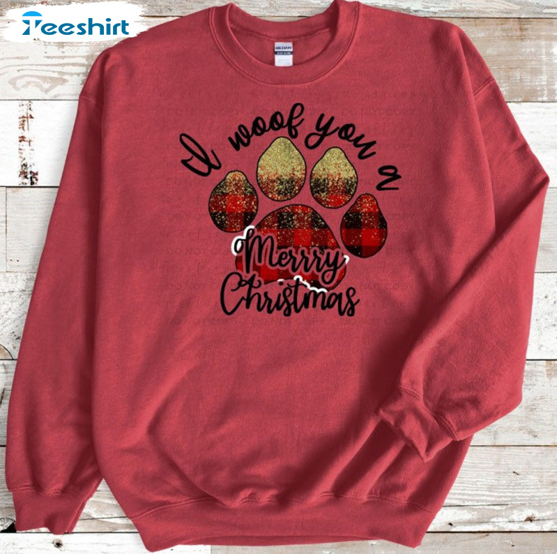 We Woof You A Merry Christmas Shirt - Christmas Dog Short Sleeve Crewneck