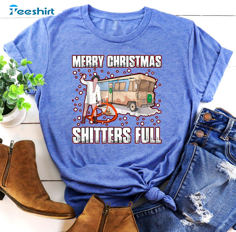Merry Christmas Shitters Full Shirt - Santa Jokes Short Sleeve Unisex Hoodie