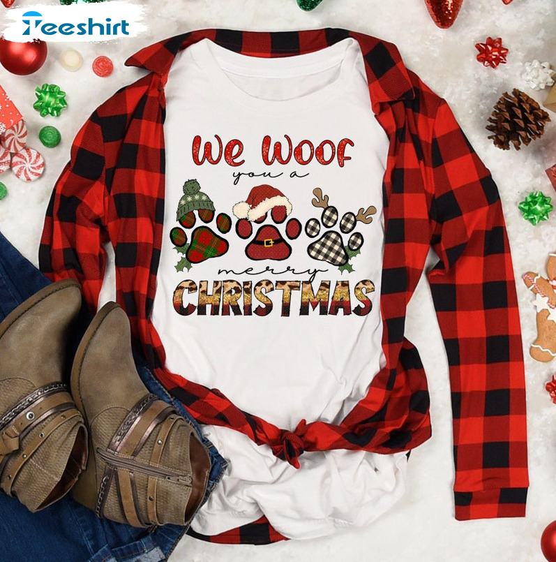 We Woof You A Merry Christmas Shirt - Christmas Holiday Unisex Hoodie Crewneck