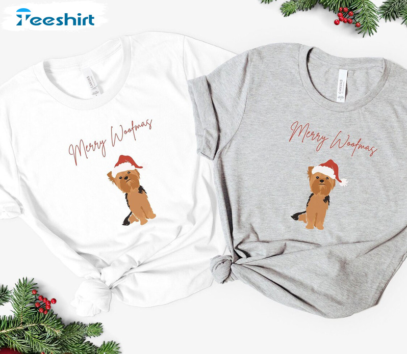 Merry Woofmas Shirt - Yorkshire Terrier Christmas Unisex T-shirt Crewneck