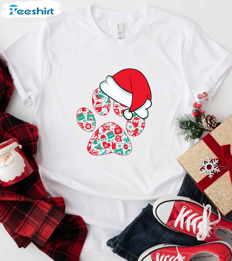 Christmas Dog Paws Shirt - Santa Paws Long Sleeve Unisex T-shirt