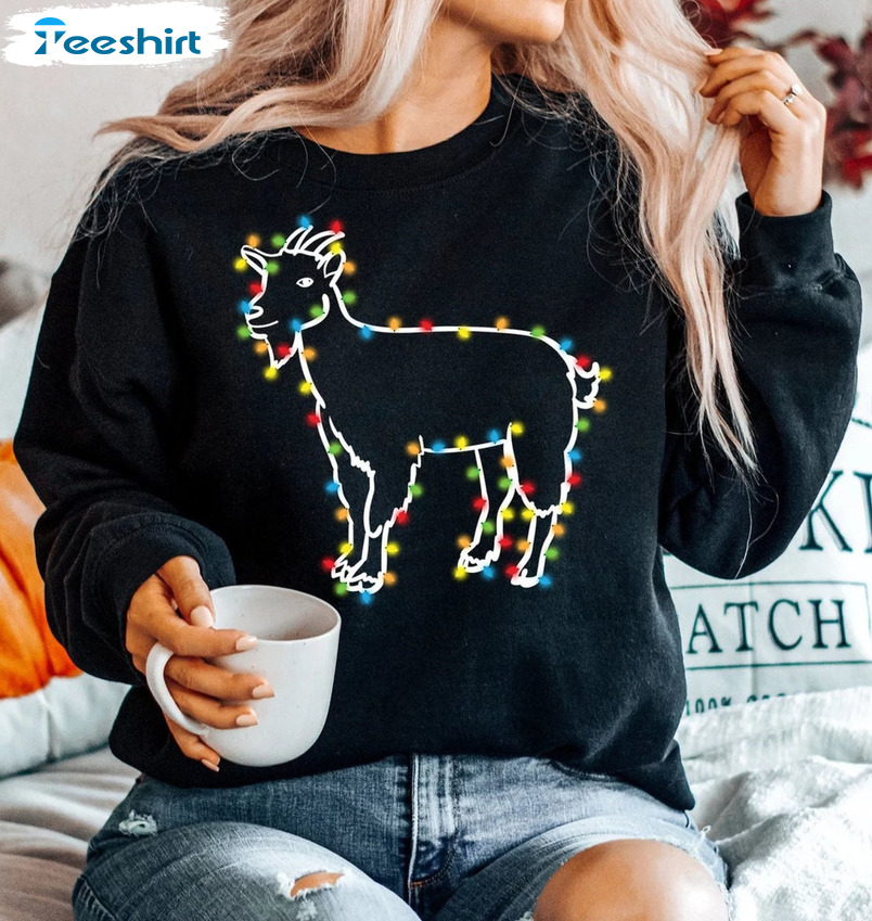 Christmas Goat Shirt - Goat Lights Short Sleeve Unisex T-shirt