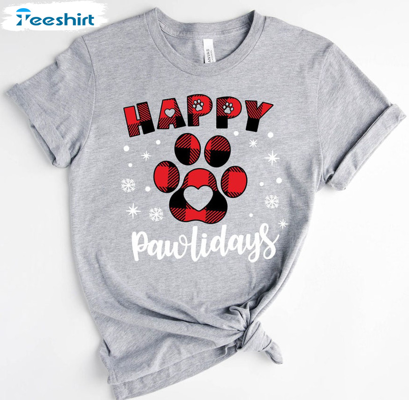 Happy Pawlidays Shirt - Christmas Dog Unisex Hoodie Unisex T-shirt