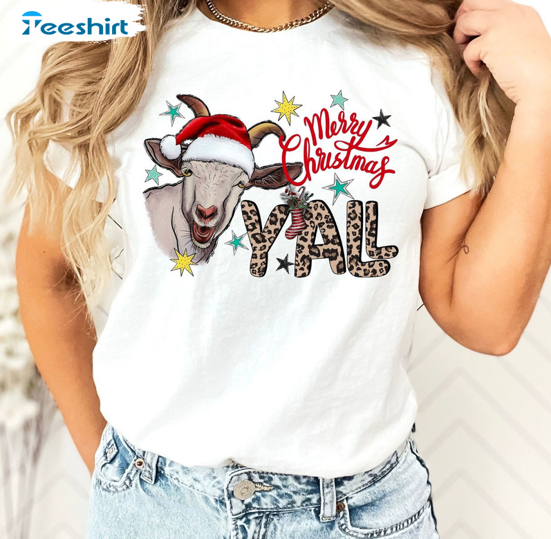Merry Christmas Yall Shirt - Christmas Goat Shirt Unisex T-shirt Long Sleeve