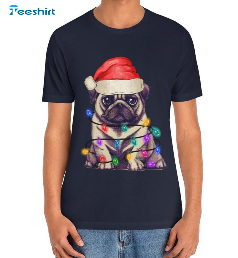 Christmas Pug Shirt - Cute Christmas Dog Sweatshirt Short Sleeve